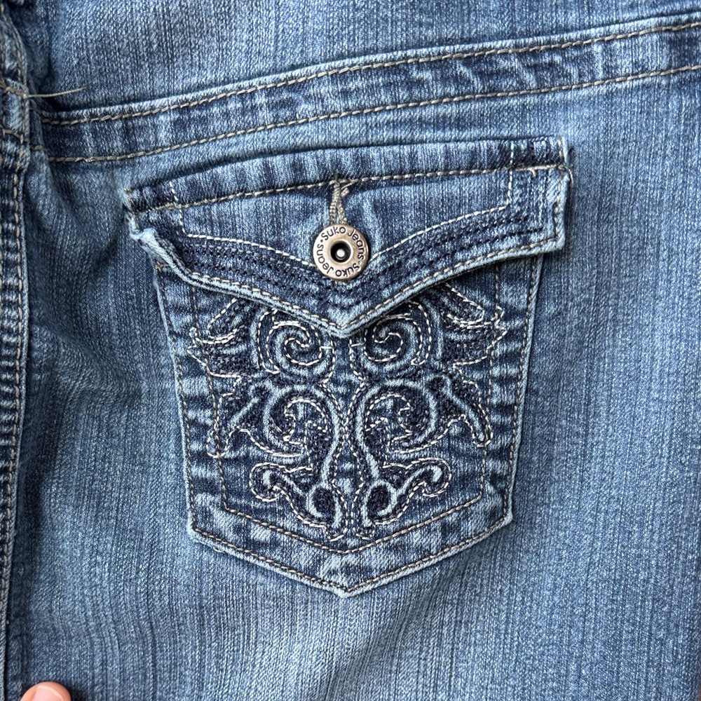 Knee length Classic Blue Denim Skirt, super comfy size 8 - Picture 5 of 6